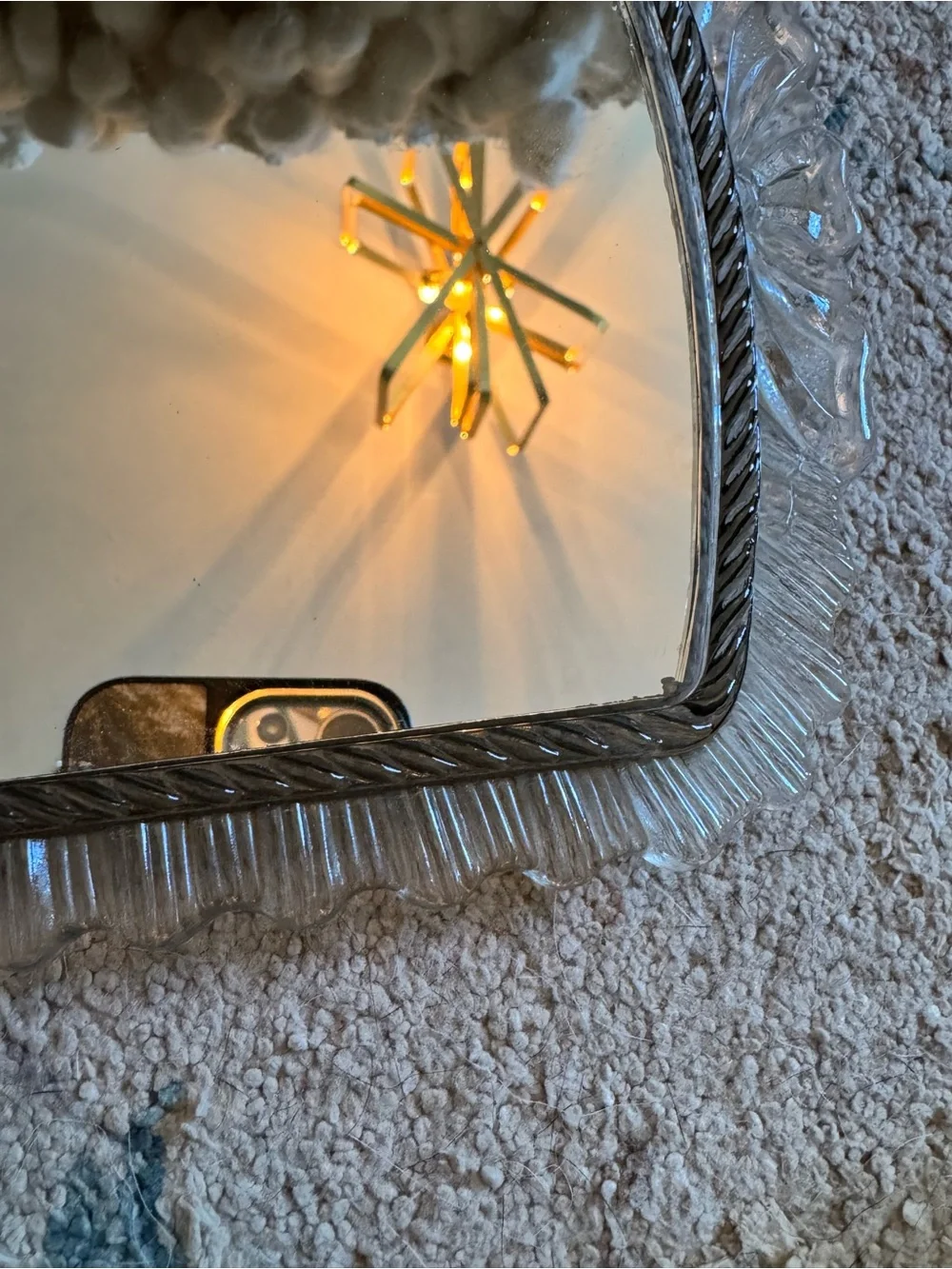 Decorative Silver Half-Round Vanity Mirror - Cream